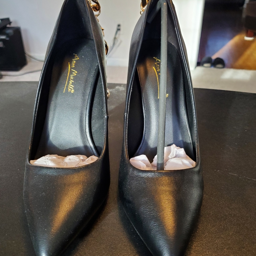 Anne Michelle Heels With Gold Link Strap